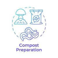 Compost preparation blue gradient concept icon. Indoor mushroom farming. Organic fertilizer. Soil health. Round shape line illustration. Abstract idea. Graphic design. Easy to use in article vector