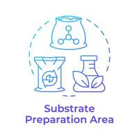Substrate preparation area blue gradient concept icon. Mushroom farm. Growing medium. Fungi cultivation. Round shape line illustration. Abstract idea. Graphic design. Easy to use in article vector