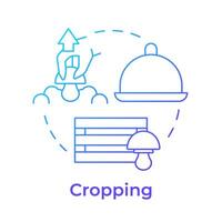 Cropping blue gradient concept icon. Indoor mushroom farming. Fungi cultivation. Cutting mushrooms. Round shape line illustration. Abstract idea. Graphic design. Easy to use in article vector