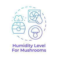 Humidity level blue gradient concept icon. Conditions for growing mushrooms. Indoor farming equipment. Round shape line illustration. Abstract idea. Graphic design. Easy to use in article vector
