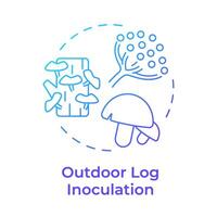 Outdoor log inoculation blue gradient concept icon. Seasonal mushroom farming. Fungiculture. Mushroom cultivation. Round shape line illustration. Abstract idea. Graphic design. Easy to use in article vector