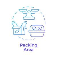 Packing area blue gradient concept icon. Mushroom farm. Fresh fungi produce. Farm to table mushrooms. Round shape line illustration. Abstract idea. Graphic design. Easy to use in article vector
