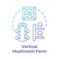 Vertical mushroom farm blue gradient concept icon. Mushroom cultivation technique. Vertical layers. Indoor farming. Round shape line illustration. Abstract idea. Graphic design. Easy to use in article vector