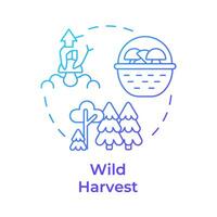 Wild harvest blue gradient concept icon. Mushroom cultivation technique. Edible mushrooms foraging. Round shape line illustration. Abstract idea. Graphic design. Easy to use in article vector