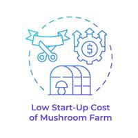Low startup costs blue gradient concept icon. Mushroom farming benefit. Agricultural venture. New business. Round shape line illustration. Abstract idea. Graphic design. Easy to use in article vector