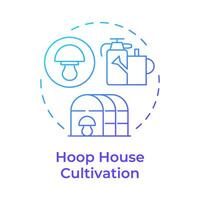 Hoop house cultivation blue gradient concept icon. Mushroom farming technique. Greenhouse. Mushroom production. Round shape line illustration. Abstract idea. Graphic design. Easy to use in article vector