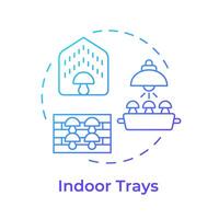 Indoor trays blue gradient concept icon. Mushroom cultivation technique. Indoor farming. Climate control. Round shape line illustration. Abstract idea. Graphic design. Easy to use in article vector
