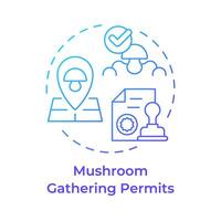 Mushroom gathering permits blue gradient concept icon. Mushroom management and regulation. Foraging restrictions. Round shape line illustration. Abstract idea. Graphic design. Easy to use in article vector