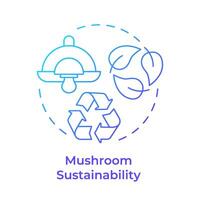 Mushroom sustainability blue gradient concept icon. Mushroom farming benefit. Using organic waste. Round shape line illustration. Abstract idea. Graphic design. Easy to use in article vector
