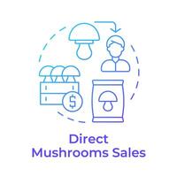 Direct mushroom sales blue gradient concept icon. Selling mushrooms. Commercial farming. Fresh produce. Round shape line illustration. Abstract idea. Graphic design. Easy to use in article vector