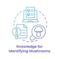 Knowledge for identifying mushrooms blue gradient concept icon. Mushroom management and regulation. Round shape line illustration. Abstract idea. Graphic design. Easy to use in article vector