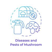 Diseases and pests of mushrooms blue gradient concept icon. Fungal infections. Mushroom management and regulation. Round shape line illustration. Abstract idea. Graphic design. Easy to use in article vector