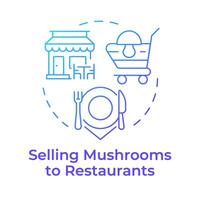 Selling mushrooms to restaurants blue gradient concept icon. Business to business. Commercial farming. Round shape line illustration. Abstract idea. Graphic design. Easy to use in article vector