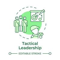 Tactical leadership green concept icon. Military service, strategy. Army job, soldiers. Round shape line illustration. Abstract idea. Graphic design. Easy to use in infographic, presentation vector