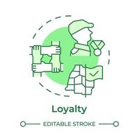 Soldiers loyalty green concept icon. Army moral values. Military personnel teamwork. Round shape line illustration. Abstract idea. Graphic design. Easy to use in infographic, presentation vector