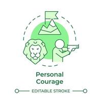 Personal courage green concept icon. Combat training, resilience. Army values, duty. Round shape line illustration. Abstract idea. Graphic design. Easy to use in infographic, presentation vector