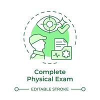 Complete physical exam green concept icon. Vision test, perception. Army job, examination. Round shape line illustration. Abstract idea. Graphic design. Easy to use in infographic, presentation vector