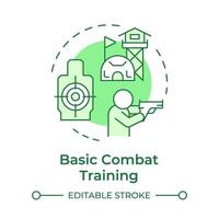Basic combat training green concept icon. Military camp, army job. Shooting target body. Round shape line illustration. Abstract idea. Graphic design. Easy to use in infographic, presentation vector