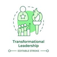 Transformational leadership green concept icon. Personal growth. Team members cooperation. Round shape line illustration. Abstract idea. Graphic design. Easy to use in infographic, presentation vector