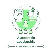 Autocratic leadership green concept icon. Decision making, organizational structure. Round shape line illustration. Abstract idea. Graphic design. Easy to use in infographic, presentation vector