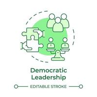 Democratic leadership green concept icon. Team members, democracy. Puzzle hands. Round shape line illustration. Abstract idea. Graphic design. Easy to use in infographic, presentation vector