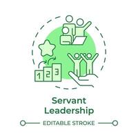 Servant leadership green concept icon. Progress steps, partnership. Teamwork, guiding. Round shape line illustration. Abstract idea. Graphic design. Easy to use in infographic, presentation vector