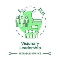 Visionary leadership green concept icon. Teamwork participation. Team members inspiration. Round shape line illustration. Abstract idea. Graphic design. Easy to use in infographic, presentation vector