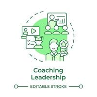 Coaching leadership green concept icon. Business coaching, mentoring. Learning guidance. Round shape line illustration. Abstract idea. Graphic design. Easy to use in infographic, presentation vector