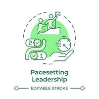 Pacesetting leadership green concept icon. Workflow organization, efficiency management. Round shape line illustration. Abstract idea. Graphic design. Easy to use in infographic, presentation vector