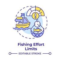 Fishing effort limits multi color concept icon. Catch size, sustainability. Fisheries management. Round shape line illustration. Abstract idea. Graphic design. Easy to use in infographic vector