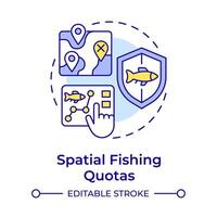 Spatial fishing quotas multi color concept icon. Resource management. Marine ecosystem preservation. Round shape line illustration. Abstract idea. Graphic design. Easy to use in infographic vector