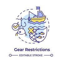 Gear restrictions multi color concept icon. Fishing equipment, bottom trawls. Round shape line illustration. Abstract idea. Graphic design. Easy to use in infographic, presentation vector