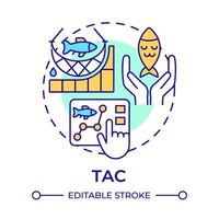 TAC multi color concept icon. Fisheries management, allowable catch. Aquatic ecosystem. Round shape line illustration. Abstract idea. Graphic design. Easy to use in infographic, presentation vector