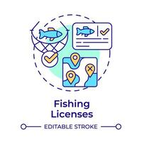 Fishing licenses multi color concept icon. Industry standards, documentation. Round shape line illustration. Abstract idea. Graphic design. Easy to use in infographic, presentation vector