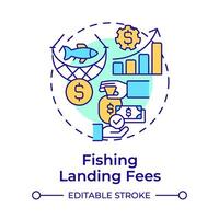 Fishing landing fees multi color concept icon. Revenue increase, business. Seafood production. Round shape line illustration. Abstract idea. Graphic design. Easy to use in infographic, presentation vector