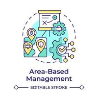 Area-based management multi color concept icon. Oceanographic map, bathymetry. Round shape line illustration. Abstract idea. Graphic design. Easy to use in infographic, presentation vector