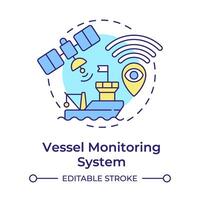 Vessel monitoring system multi color concept icon. Tracking satellite, boat fishing. Round shape line illustration. Abstract idea. Graphic design. Easy to use in infographic, presentation vector