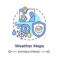 Weather maps multi color concept icon. Climate control, atmospheric condition. Round shape line illustration. Abstract idea. Graphic design. Easy to use in infographic, presentation vector
