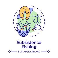 Subsistence fishing multi color concept icon. Seafood production, fish harvesting. Round shape line illustration. Abstract idea. Graphic design. Easy to use in infographic, presentation vector