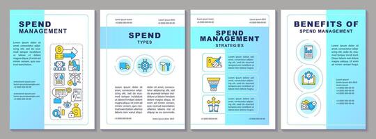 Spend management brochure template. Financial stability. Leaflet design with linear icons. Editable 4 layouts for presentation, annual reports vector