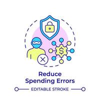 Reduce spending errors multi color concept icon. Risk management, expenses organization. Round shape line illustration. Abstract idea. Graphic design. Easy to use in infographic, presentation vector