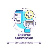 Expense submission multi color concept icon. Cost control, billing receipt. Transaction documentation. Round shape line illustration. Abstract idea. Graphic design. Easy to use in infographic vector