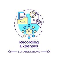 Recording expenses multi color concept icon. Spend management, financial efficiency. Round shape line illustration. Abstract idea. Graphic design. Easy to use in infographic, presentation vector