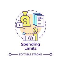 Spending limits multi color concept icon. Expense control, cost savings. Finance management. Round shape line illustration. Abstract idea. Graphic design. Easy to use in infographic, presentation vector