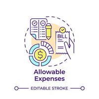 Allowable expenses multi color concept icon. Business savings, documentation. Round shape line illustration. Abstract idea. Graphic design. Easy to use in infographic, presentation vector