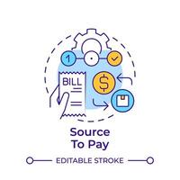Source to pay multi color concept icon. Operational costs, resource allocation. Round shape line illustration. Abstract idea. Graphic design. Easy to use in infographic, presentation vector
