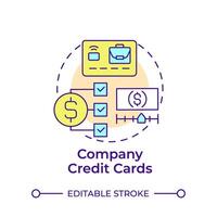 Company credit cards multi color concept icon. Corporate spending, economic stability. Round shape line illustration. Abstract idea. Graphic design. Easy to use in infographic, presentation vector