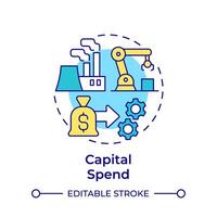 Capital spend multi color concept icon. Production efficiency, expenditure. Industrial manufacturing. Round shape line illustration. Abstract idea. Graphic design. Easy to use in infographic vector