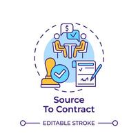 Source to contract multi color concept icon. Business process, procurement. Corporate documentation. Round shape line illustration. Abstract idea. Graphic design. Easy to use in infographic vector