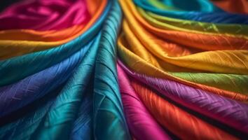 different beautiful multicolored silk fabrics background photo